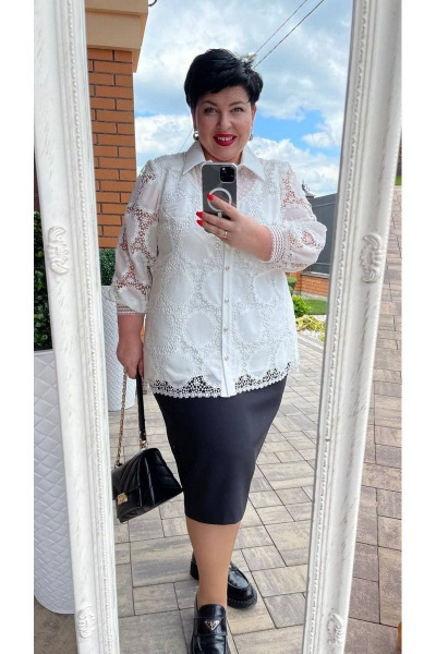 Блуза, юбка Vittoria Queen 14783 молочный-черный - фото 5