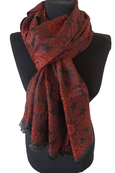 Шарф жаккард с рисунком 75x180 см красный/черный TrendCorner 7-5-28-268 1533 - фото 1
