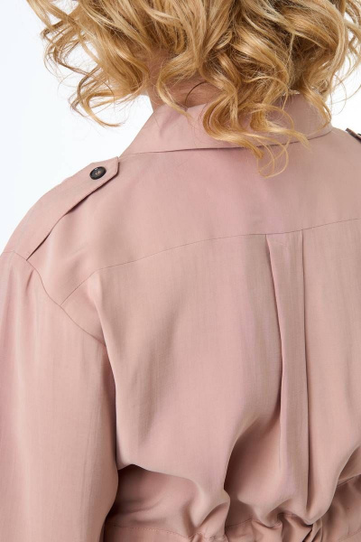 Платье с кулиской, карманами и разрезами из текстиля Anelli 900 капучино - фото 4