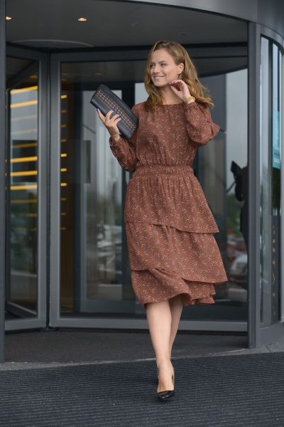 Платье из шифона с разрезом и воланами по линии талии Anna Majewska 1487 - фото 1