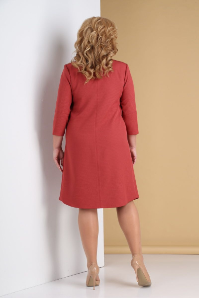 Платье трапециевидное из стрейчевой ткани в горошек Tensi 311 красный - фото 5