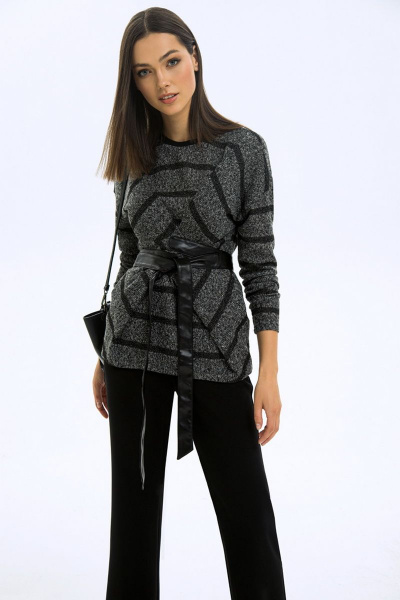 Джемпер LaVeLa L50147 серый/полоска - фото 2