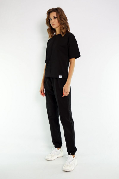 Костюм с брюками с кантом и джемпером из френч терри Kivviwear 40364037 черный - фото 4