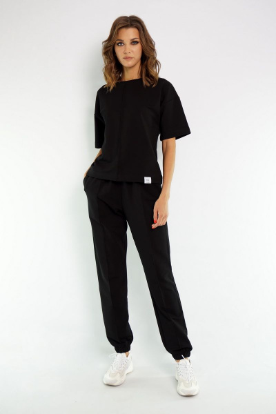 Костюм с брюками с кантом и джемпером из френч терри Kivviwear 40364037 черный - фото 1