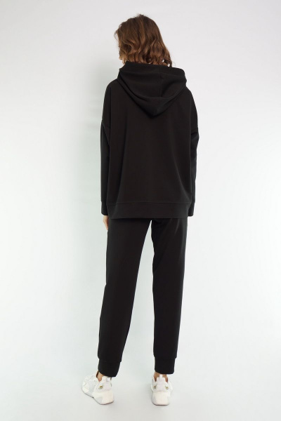 Худи оверсайз с спущенным рукавом и карманом кенгуру Kivviwear 4015 черный - фото 11