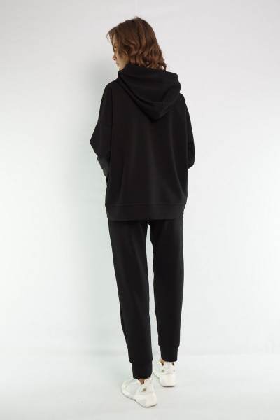 Худи оверсайз с спущенным рукавом и карманом кенгуру Kivviwear 4015 черный - фото 10