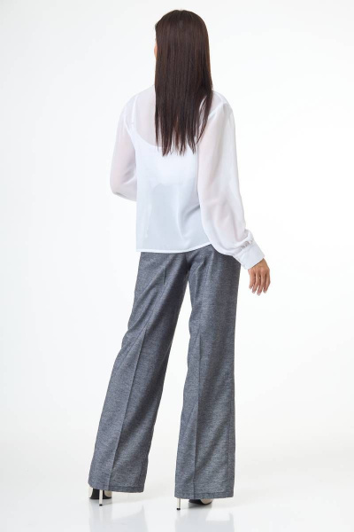 Блуза белая шифоновая с драпировкой и съемным чехлом Anelli 1087 белый - фото 6