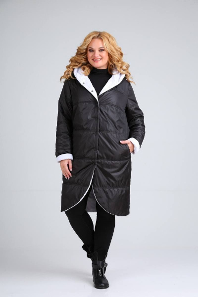 Пальто Диомант 1328 черно-белый - фото 2