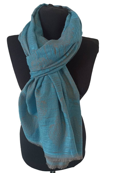 Двойной жаккардовый шарф голубой серый 75х190 см TrendCorner 7-22-19-307 1652-1 - фото 1