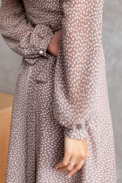 Платье KRASA - Danaida 247-21 шифон_беж_в_горох - фото 6