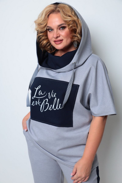 Брюки, джемпер Michel chic 1227 серый+иний - фото 5