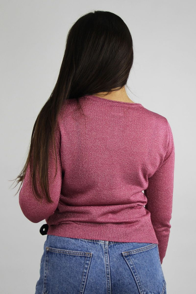Джемпер женский вязаный полуприлегающий с круглым вырезом Полесье С1985-19 9С0316-Д43 158,164 брусника+розовый - фото 5