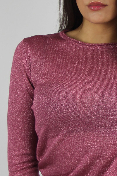 Джемпер женский вязаный полуприлегающий с круглым вырезом Полесье С1985-19 9С0316-Д43 158,164 брусника+розовый - фото 4