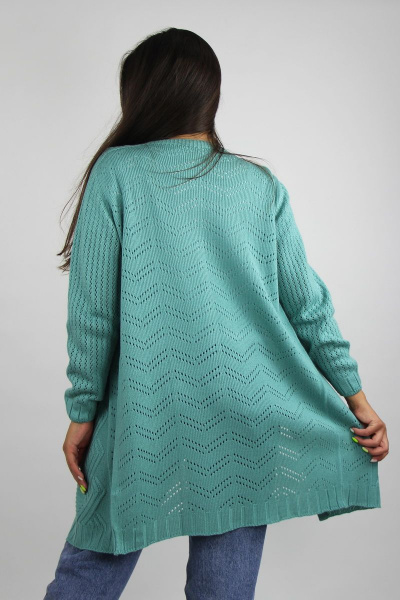 Бирюзовый жакет реглан-пагон с пуговицами вязаный трикотаж Полесье С2503-20 1С1065-Д43 158,164 морской_бриз - фото 4