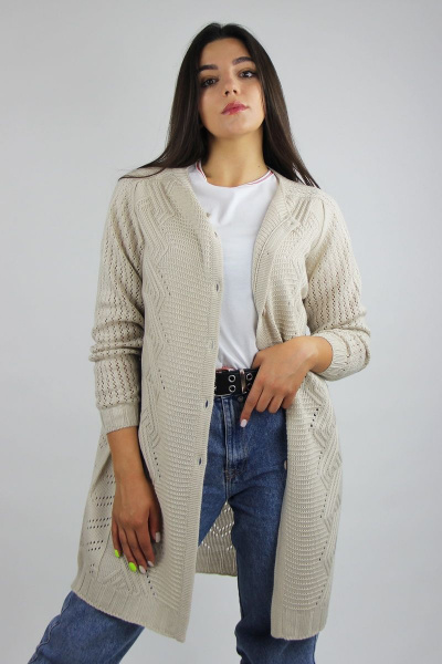 жакет реглан из трикотажа с пуговичной застежкой Полесье С2503-20 1С1065-Д43 158,164 слоновая_кость - фото 1
