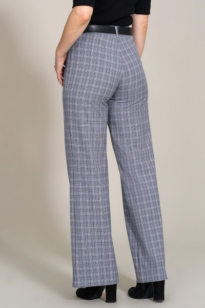 Брюки свободные с клёшем на высокой посадке Mirolia 937 серая-клетка - фото 4