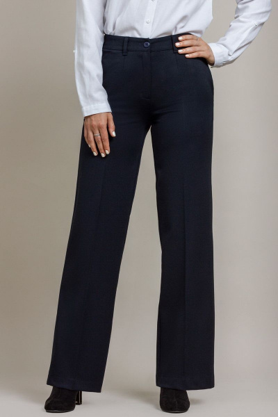 Осенне-зимние синие классические брюки с клёш Mirolia 957 тёмно-синий - фото 2
