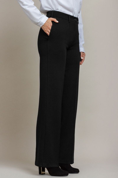 Классические брюки со стрелками из текстиля с высокой посадкой Mirolia 957 черный - фото 2