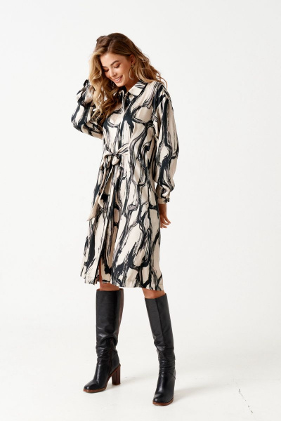 Платье ELLETTO 1848 черно-бежевый - фото 9