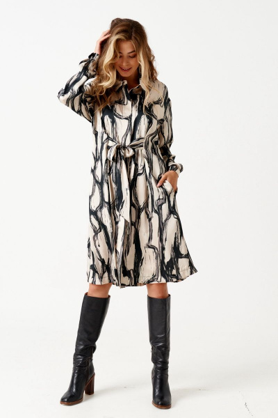 Платье ELLETTO 1848 черно-бежевый - фото 8