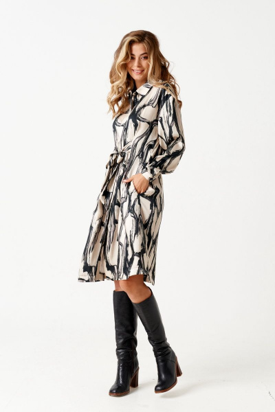 Платье ELLETTO 1848 черно-бежевый - фото 7