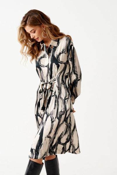 Платье ELLETTO 1848 черно-бежевый - фото 1