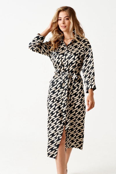 Платье ELLETTO 1853 черно-бежевый - фото 1