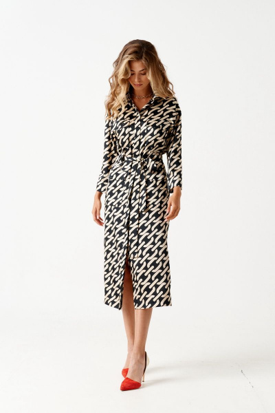 Платье ELLETTO 1853 черно-бежевый - фото 2