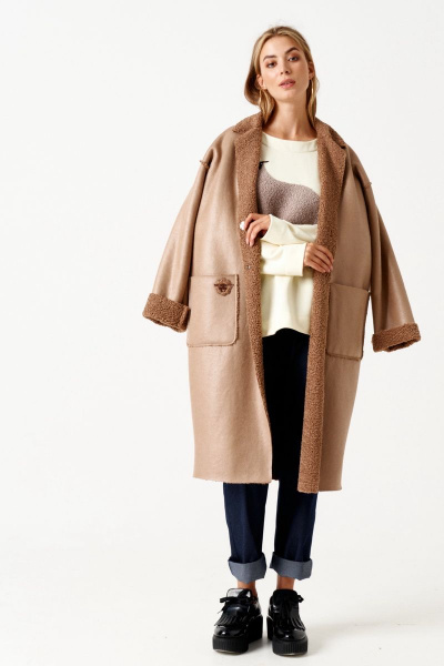 Пальто ELLETTO 3510 бежевый - фото 3