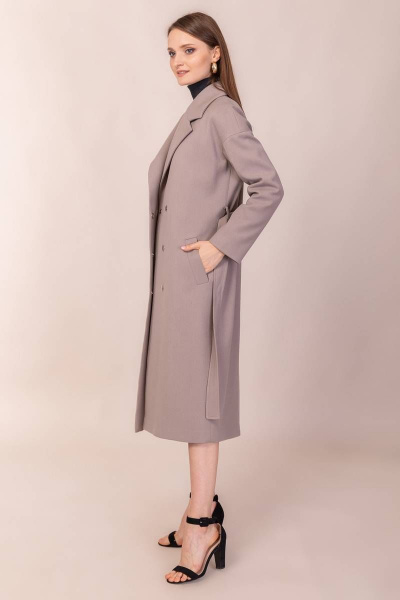 пальто демисезонное из шерстяной ткани с поясом Winkler’s World 600 серо-бежевый - фото 6