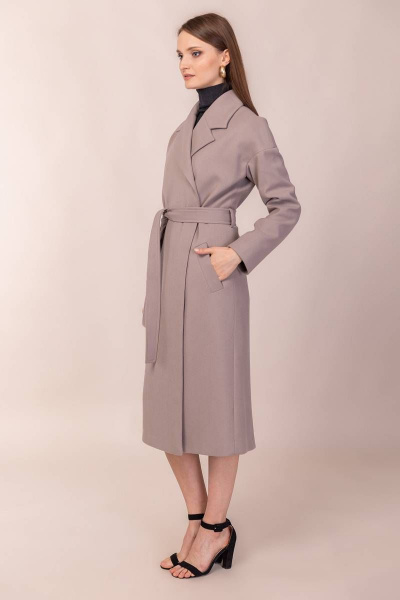 пальто демисезонное из шерстяной ткани с поясом Winkler’s World 600 серо-бежевый - фото 5