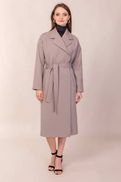 пальто демисезонное из шерстяной ткани с поясом Winkler’s World 600 серо-бежевый - фото 4