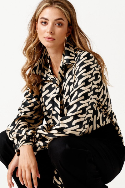 Блуза ELLETTO 3507 черно-бежевый - фото 8