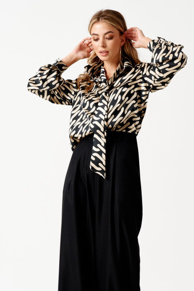 Блуза ELLETTO 3507 черно-бежевый - фото 1