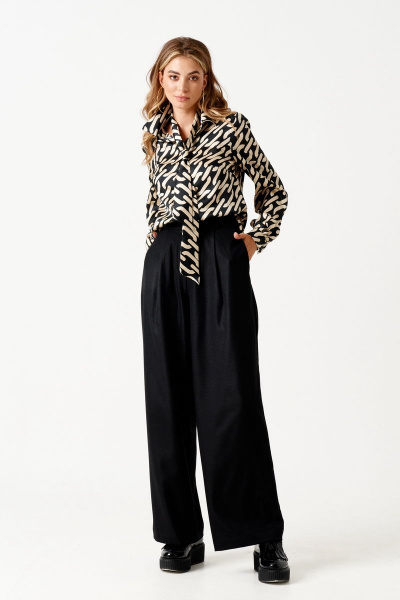 Блуза ELLETTO 3507 черно-бежевый - фото 5