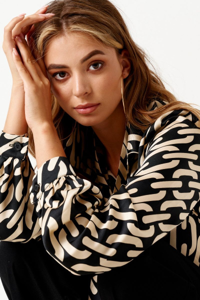 Блуза ELLETTO 3507 черно-бежевый - фото 3