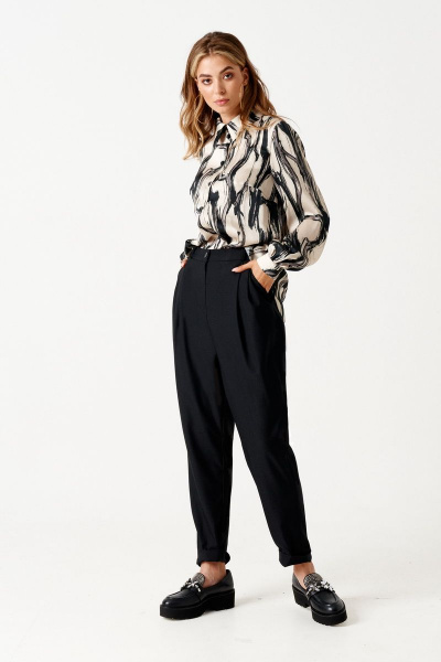 Блуза ELLETTO 3515 черно-бежевый - фото 7