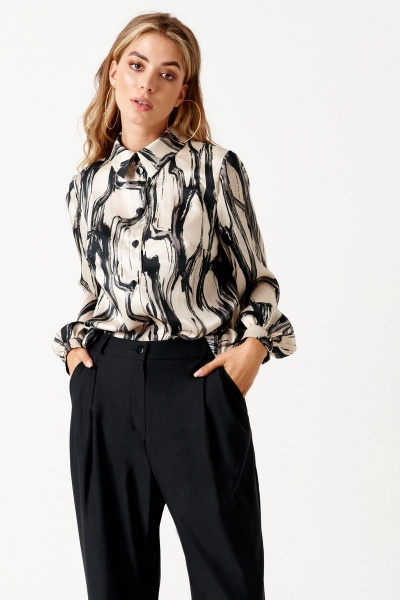 Блуза ELLETTO 3515 черно-бежевый - фото 4