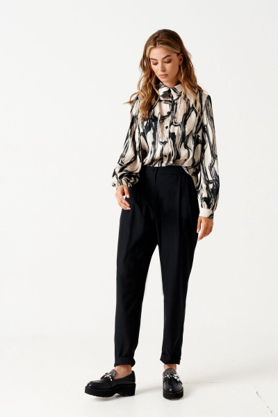 Блуза ELLETTO 3515 черно-бежевый - фото 3