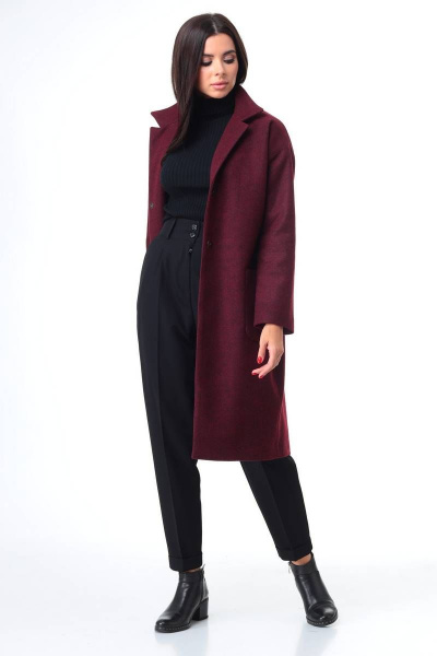Брюки, пальто, водолазка T&N 7085 бордо+черный - фото 1
