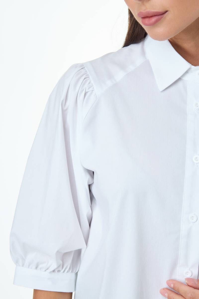 Блуза белая с объемными рукавами и асимметричным низом Anelli 987 белый - фото 5