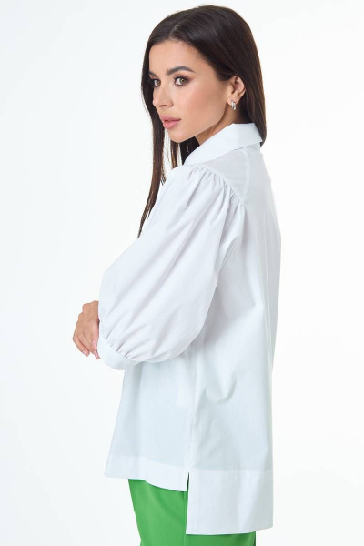 Блуза белая с объемными рукавами и асимметричным низом Anelli 987 белый - фото 3