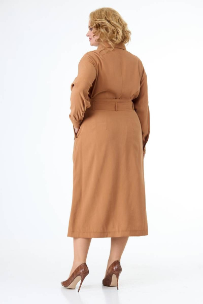 Костюм в стиле сафари рубашка и миди юбка Anelli 874 латте - фото 7
