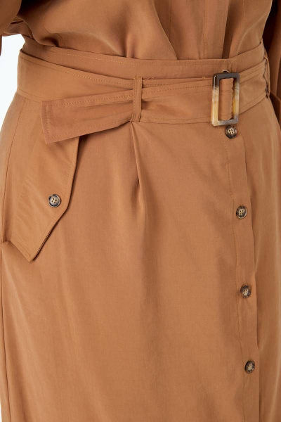 Костюм в стиле сафари рубашка и миди юбка Anelli 874 латте - фото 6