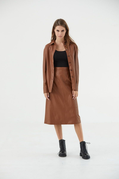 Зимняя рубашка из экокожи на каждый день Motif 1511 - фото 2