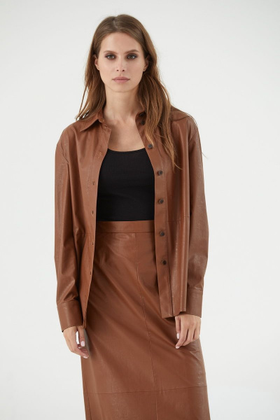 Зимняя рубашка из экокожи на каждый день Motif 1511 - фото 1