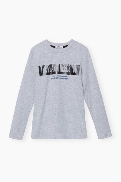 Джемпер из меланжевого футера с графическими принтами Bell Bimbo 212130 серый меланж - фото 1