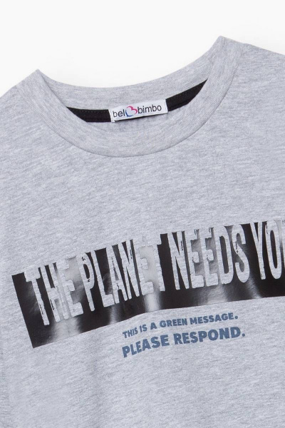 Джемпер из меланжевого футера с графическими принтами Bell Bimbo 212130 серый меланж - фото 2