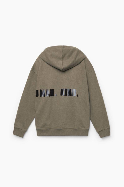 Демисезонная толстовка с капюшоном и слоганом Bell Bimbo 212132 хаки меланж - фото 3