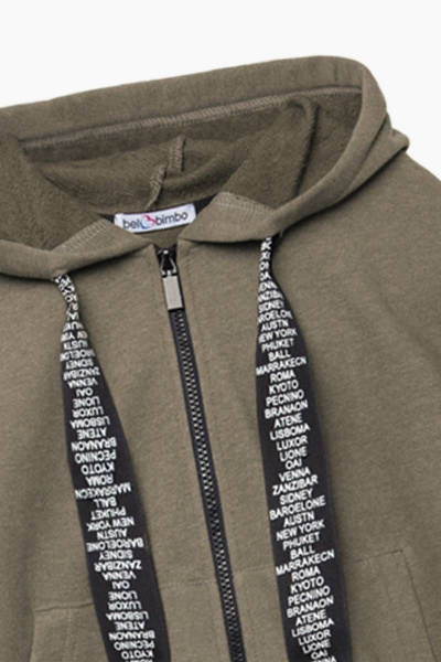 Демисезонная толстовка с капюшоном и слоганом Bell Bimbo 212132 хаки меланж - фото 2